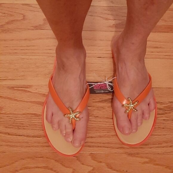 Bobby Brooks Plastic FlipFlops Embellished StarFish 10-11 NWT - Picture 1 of 7